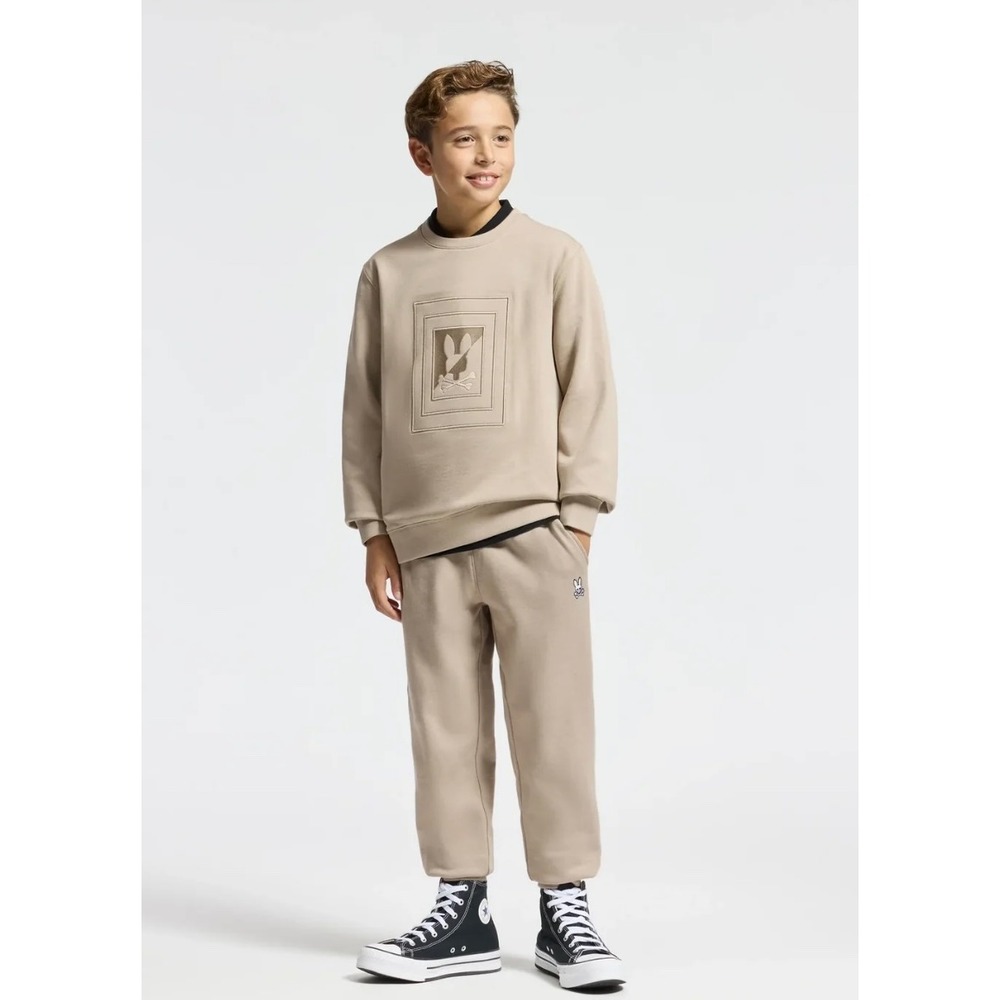 Psycho Bunny Kids Oak City Tan Graphic Sweatshirt & Jogger Set Size 14-16 NWOT